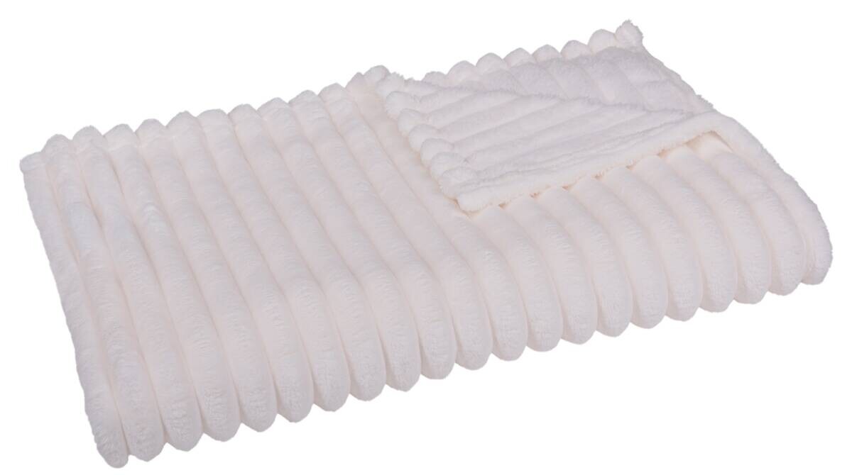 Wohndecke Luxus Flanell offwhite Polyester B/L: ca. 140x200 cm