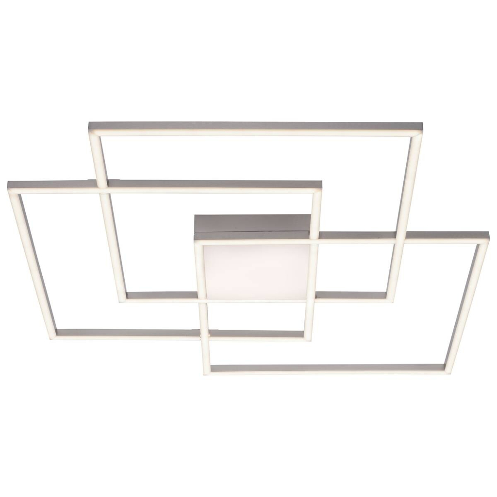 Just Light LED-Deckenleuchte AMIN 14713-55 stahlfarbig Edelstahl Kunststoff Aluminium B/H/T: ca. 75x6x75 cm 4 Brennstellen