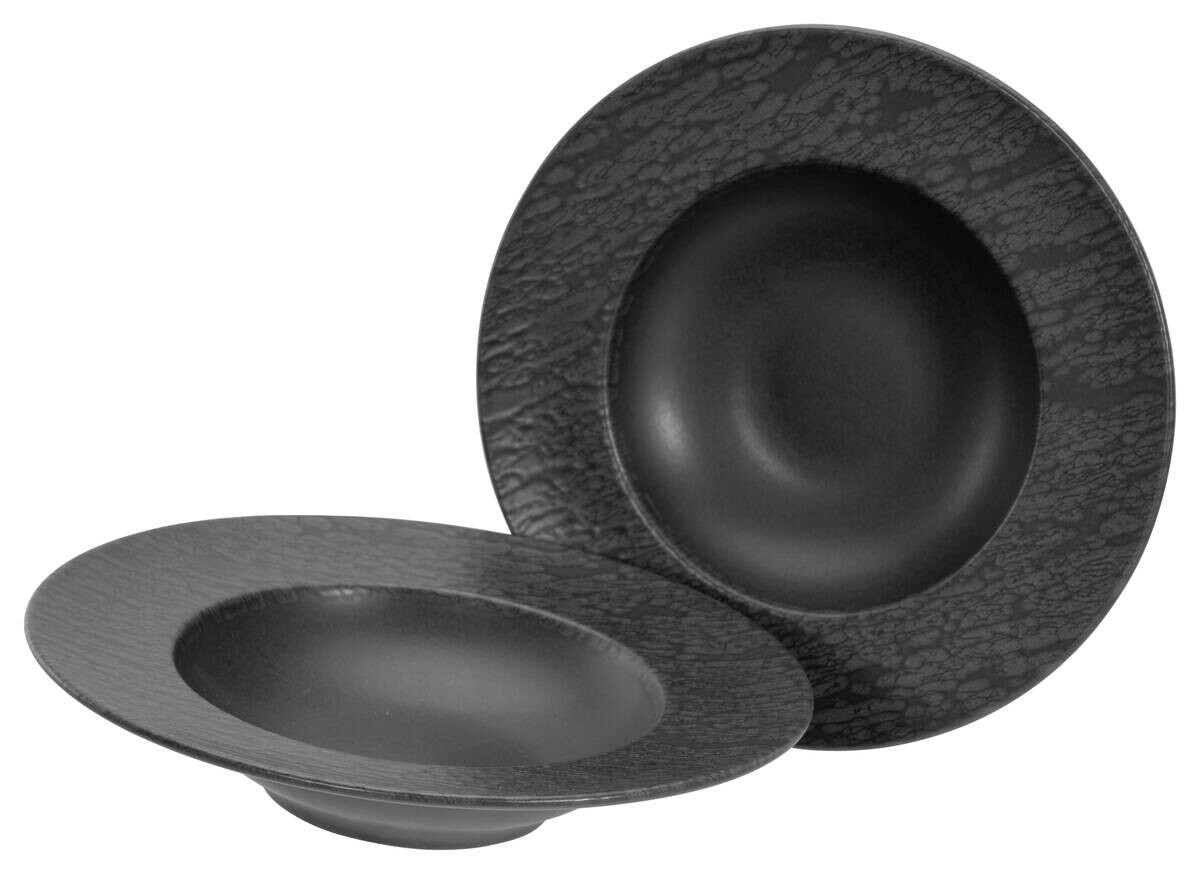 CreaTable Pastateller-Set Schiefer schwarz Steinzeug H/D: ca. 6x27 cm