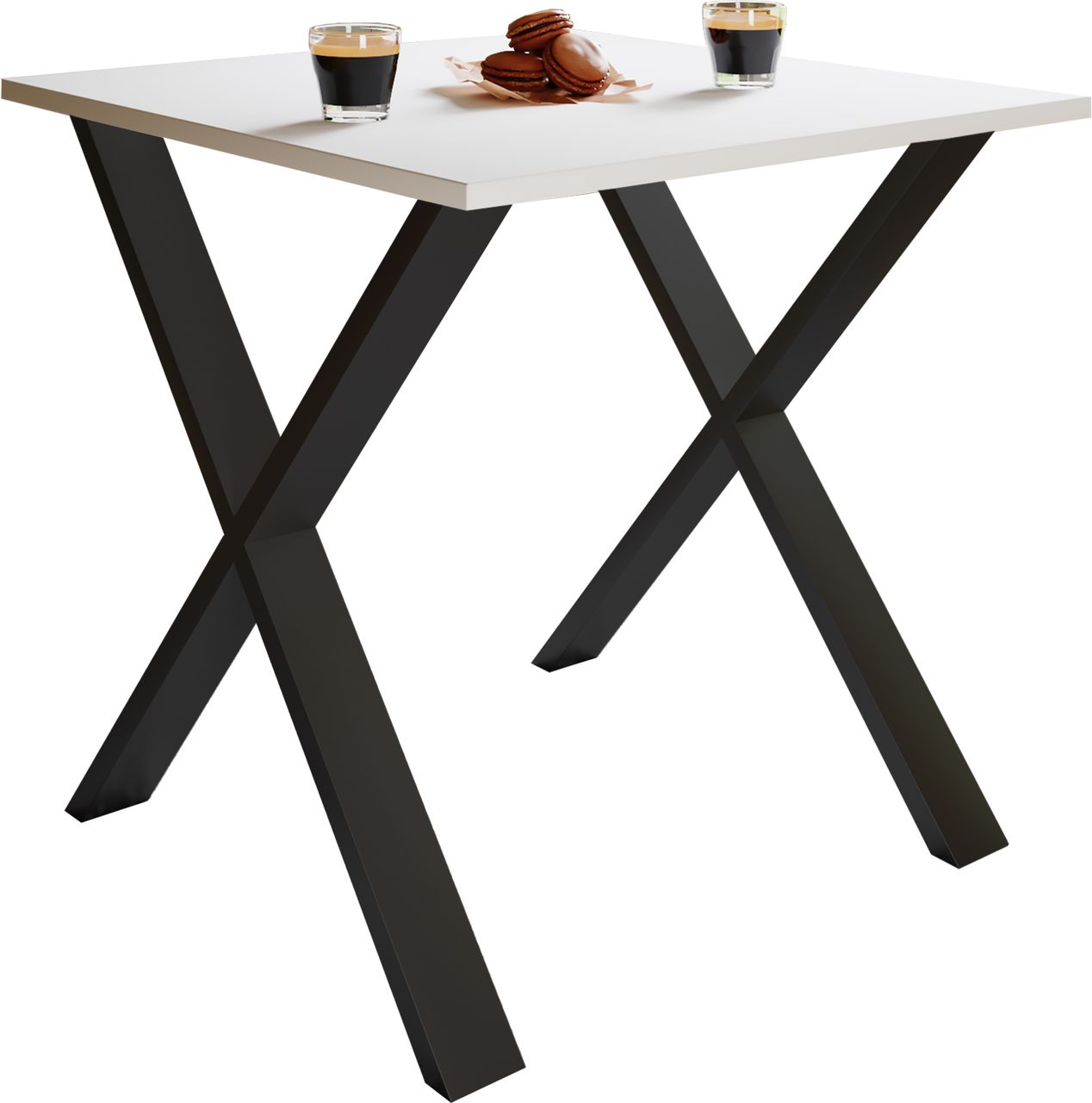 VCM Esstisch „Xona“ 80×50 X – Fußgestell Weiß/Schwarz