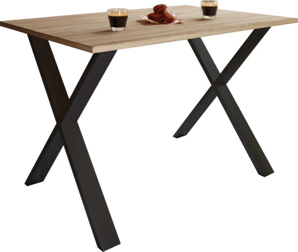 4051814402364-1 VCM Esstisch "Xona" 140x50 X – Fußgestell Sonoma – Eiche/Schwarz