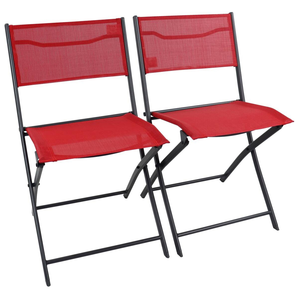 VCM Gartenstuhl 2er Set Sumila rot Metall B/H/L: ca. 45x79x46 cm