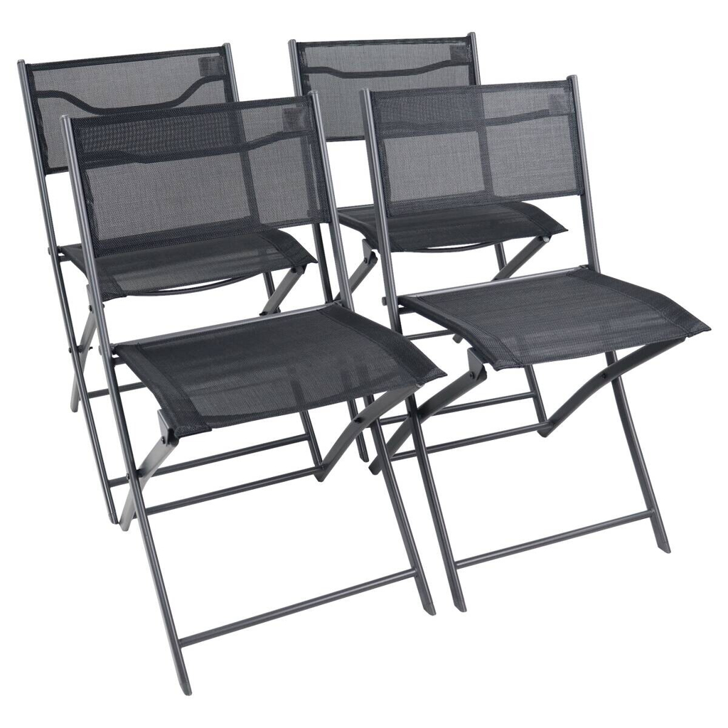 VCM Gartenstuhl 4er Set Sumila schwarz Metall B/H/L: ca. 45x79x46 cm