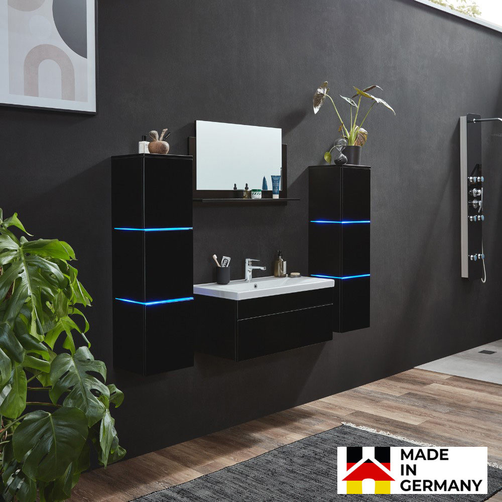 Home Deluxe Badmöbel WANGEROOGE BIG 80 cm XL – schwarz