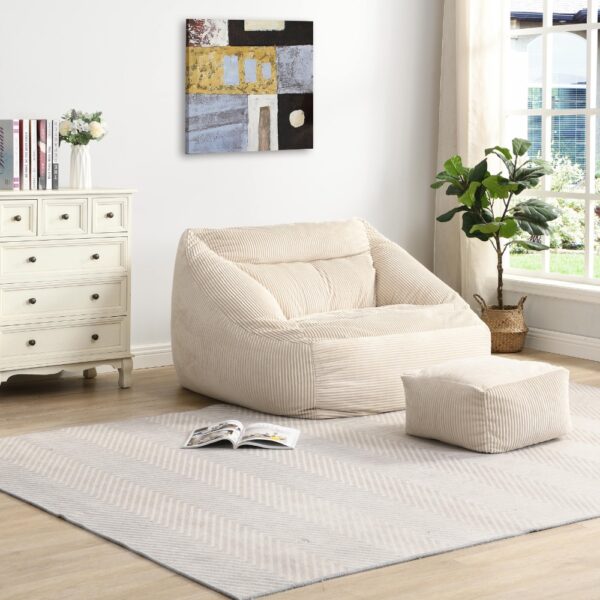 xr:d:DAFis9P7wuI:37,j:8147407075863841519,t:23070309 Home Deluxe Sitzsack mit Hocker COZY – Beige