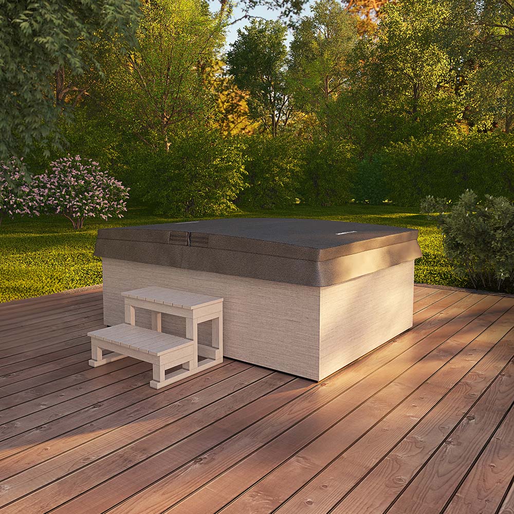 Home Deluxe Outdoor Whirlpool NIMBUS inkl. Treppe und Thermoabdeckung – 190 x 140 cm für 2 Personen