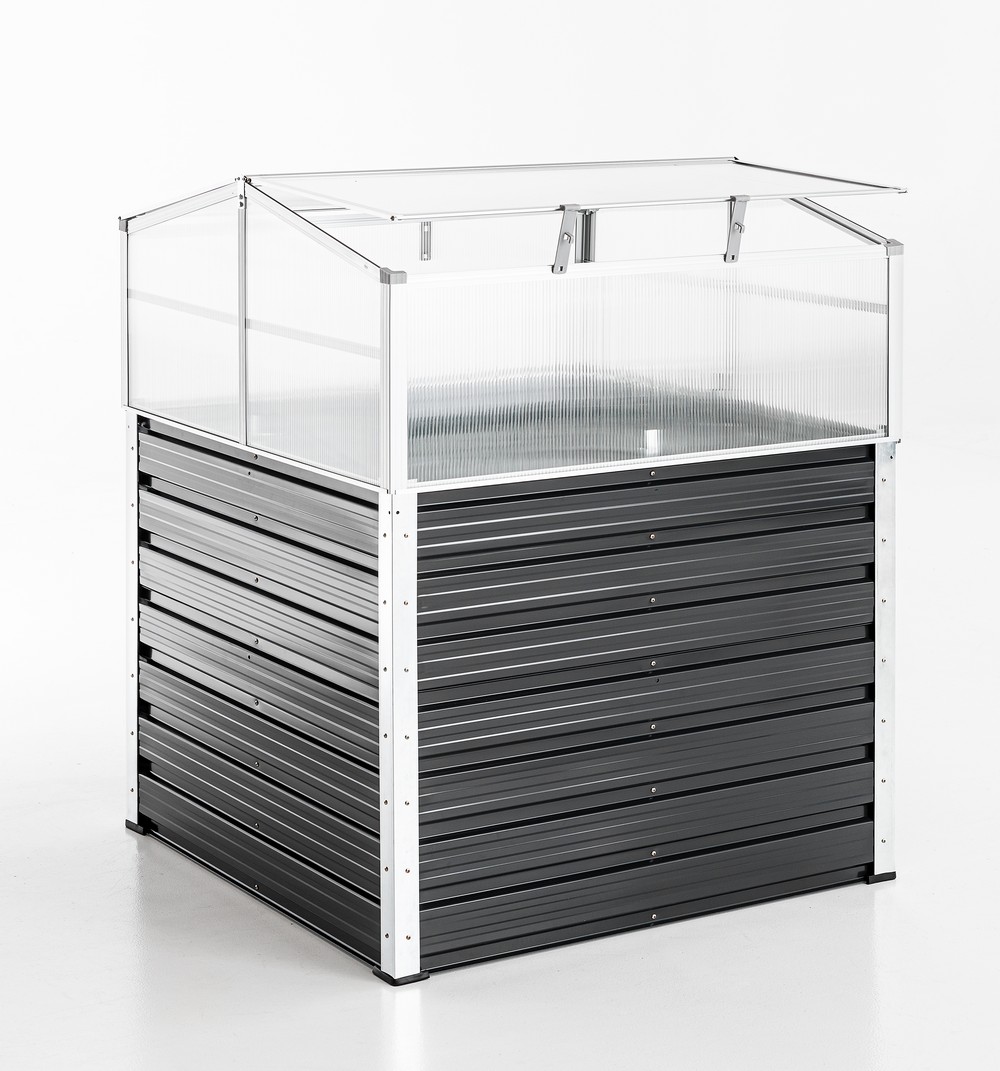 POWERTEC GARDEN Hochbeet aus Polycarbonat, ca. 100 x 100 x 125 cm – Anthrazit