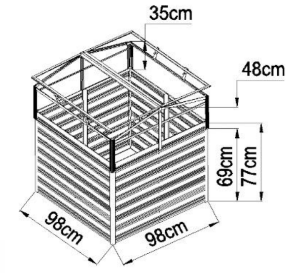 4059306004430-4 POWERTEC GARDEN Hochbeet aus Polycarbonat, ca. 100 x 100 x 125 cm – Anthrazit