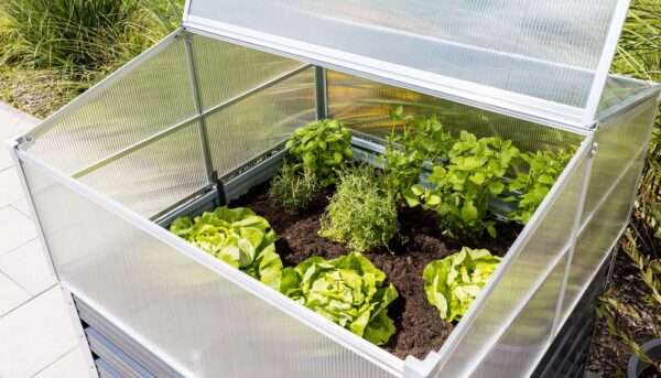 4059306004430-7 POWERTEC GARDEN Hochbeet aus Polycarbonat, ca. 100 x 100 x 125 cm – Anthrazit