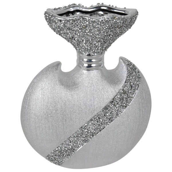 Vase silber Keramik H/D: ca. 25x7 cm Vase silber Keramik H/D: ca. 25x7 cm