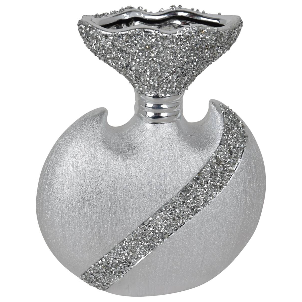 Vase silber Keramik H/D: ca. 25x7 cm
