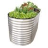 Lemodo Hochbeet Metall 160x80x78cm oval, silber, Pflanzbeet wetterfest, Gartenbeet