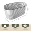 Lemodo Hochbeet Metall 160x80x78cm oval, silber, Pflanzbeet wetterfest, Gartenbeet