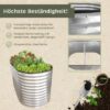 Lemodo Hochbeet Metall 160x80x78cm oval, silber, Pflanzbeet wetterfest, Gartenbeet