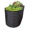 Lemodo Hochbeet Metall 160x80x78cm oval, anthrazit, Pflanzbeet wetterfest, Gartenbeet