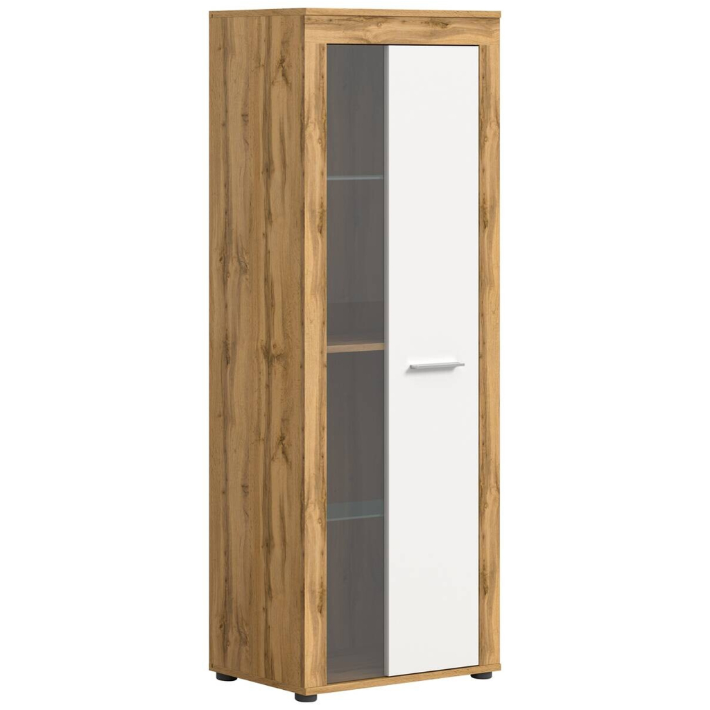 Vitrine Jam Eiche Wotan Nachbildung weiß B/H/T: ca. 60x159x35 cm