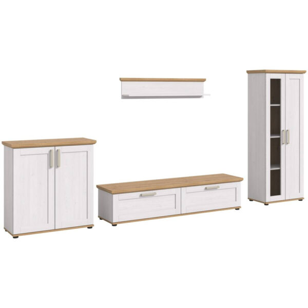 Wohnwand VERONA Lärche Nachbildung Eiche Nachbildung B/H/T: ca. 336x161x40 cm Wohnwand VERONA Lärche Nachbildung Eiche Nachbildung B/H/T: ca. 336x161x40 cm