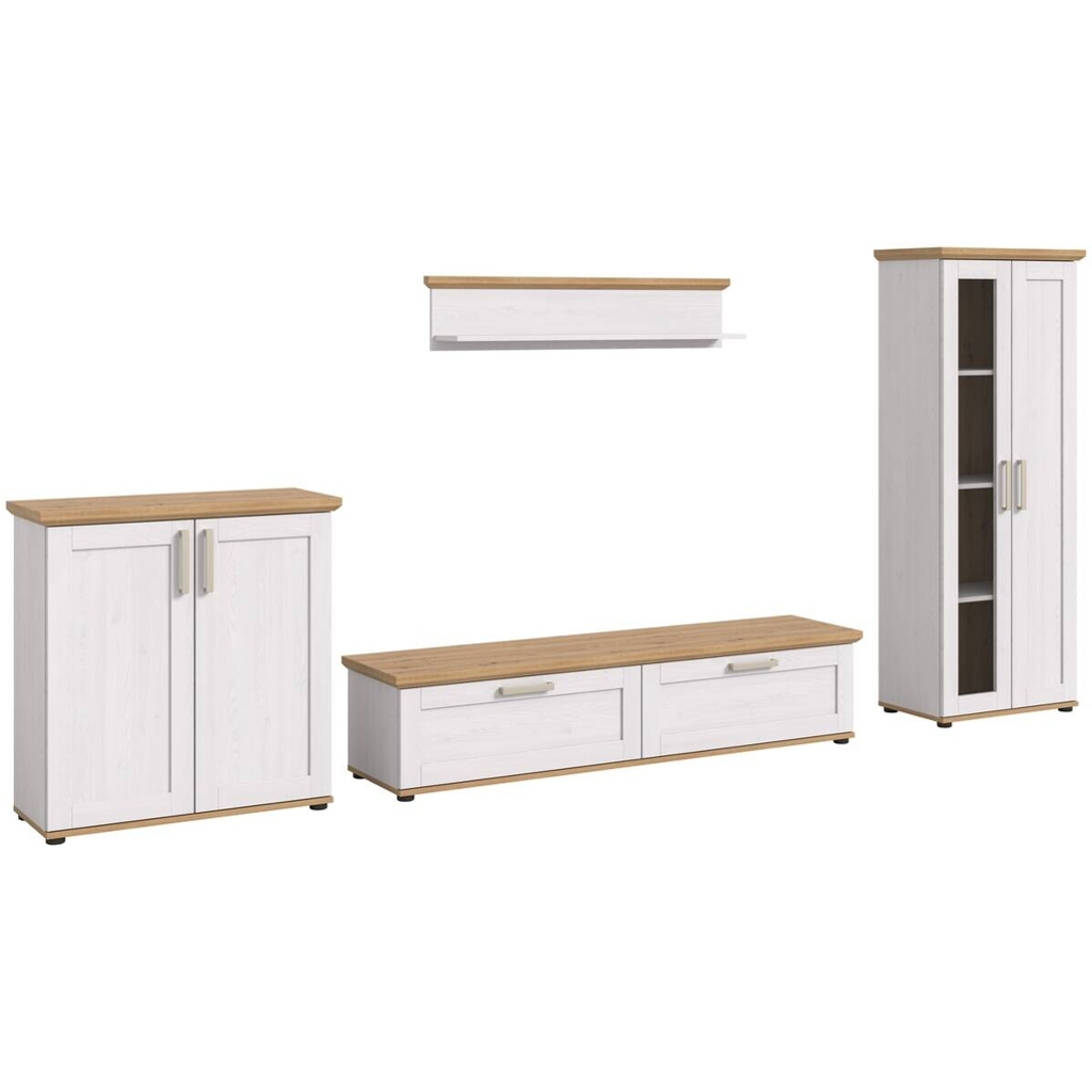 Wohnwand VERONA Lärche Nachbildung Eiche Nachbildung B/H/T: ca. 336x161x40 cm