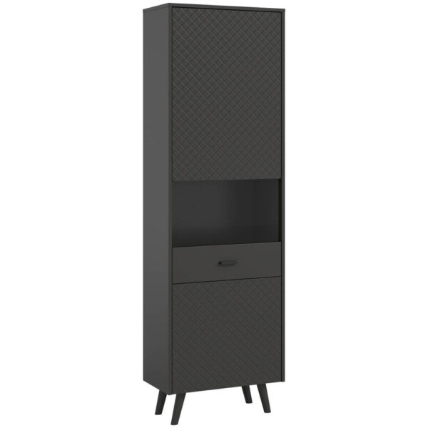 Vitrinenschrank LINEA grau schwarz B/H/T: ca. 58x195x37 cm Vitrinenschrank LINEA grau schwarz B/H/T: ca. 58x195x37 cm