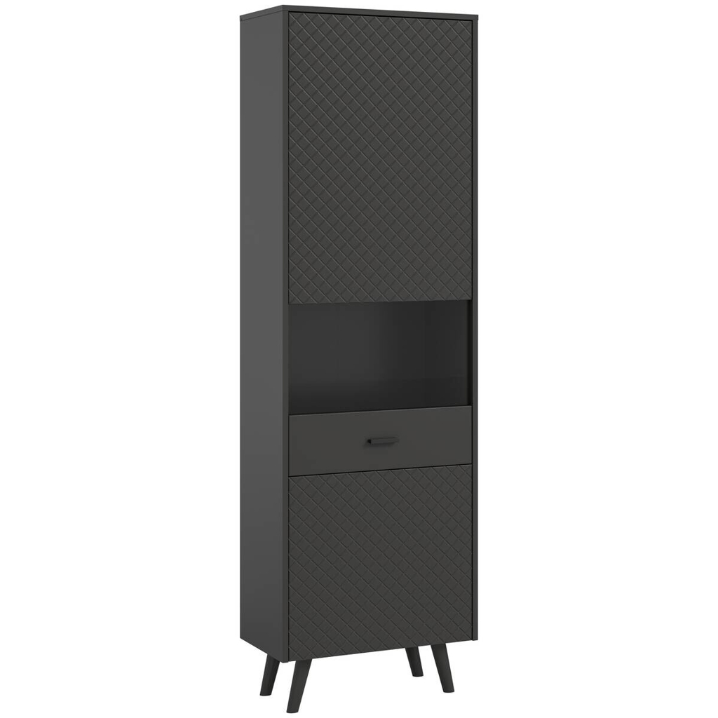 Vitrinenschrank LINEA grau schwarz B/H/T: ca. 58x195x37 cm