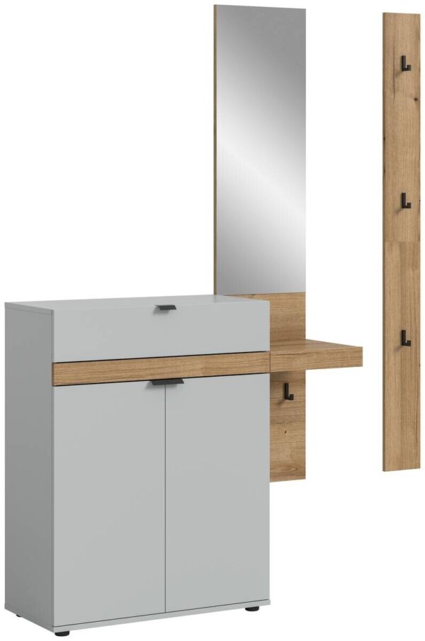 Garderobe Naro weiß Evoke Oak Nachbildung B/H/T: ca. 148x194x37 cm Garderobe Naro weiß Evoke Oak Nachbildung B/H/T: ca. 148x194x37 cm