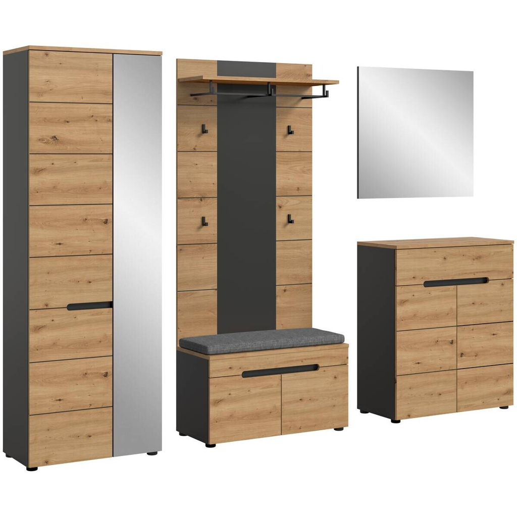 Garderobe Canu basaltgrau Nachbildung Artisan Nachbildung B/H/T: ca. 255x190x37 cm