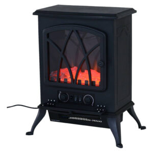 HOMCOM Elektrokamin MH820-051 schwarz Metall Glas Kunststoff B/H/T: ca. 42x54x28 cm ca. 1800 W
