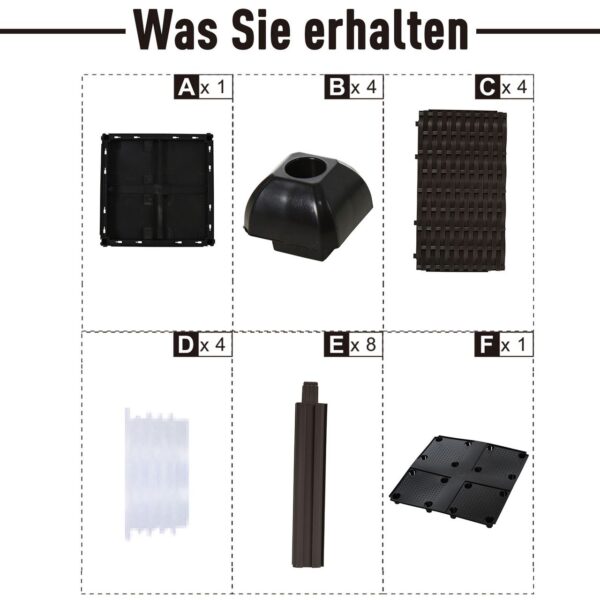 4250871299386-4 Outsunny Hochbeet, pflanzkasten mit Abflusslöchern, blumenkasten im Rattan – Look