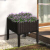 4250871299386-7 Outsunny Hochbeet, pflanzkasten mit Abflusslöchern, blumenkasten im Rattan – Look