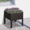 4250871299386-8 Outsunny Hochbeet, pflanzkasten mit Abflusslöchern, blumenkasten im Rattan – Look