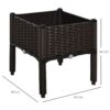 4250871299386-9 Outsunny Hochbeet, pflanzkasten mit Abflusslöchern, blumenkasten im Rattan – Look