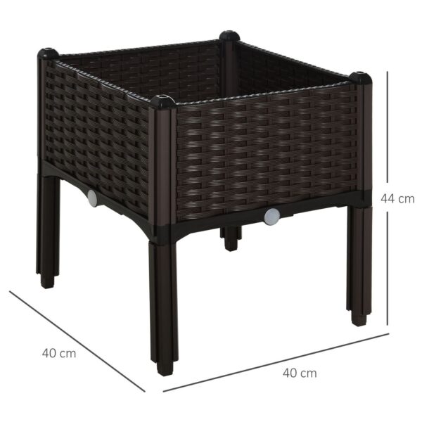 4250871299386-9 Outsunny Hochbeet, pflanzkasten mit Abflusslöchern, blumenkasten im Rattan – Look