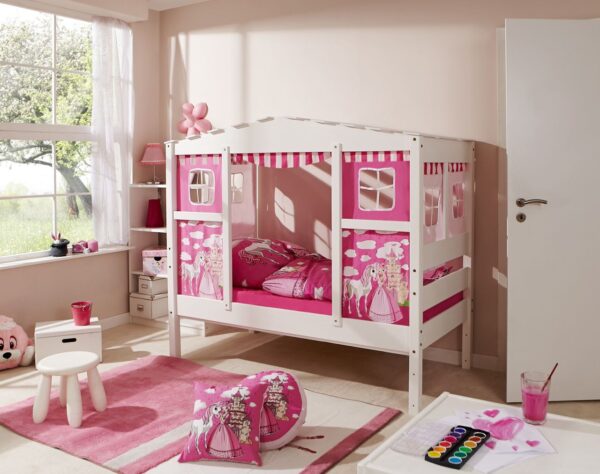 TICAA Hausbett MINI Prinzessin Rosa 80x160 cm – inkl. Matratze