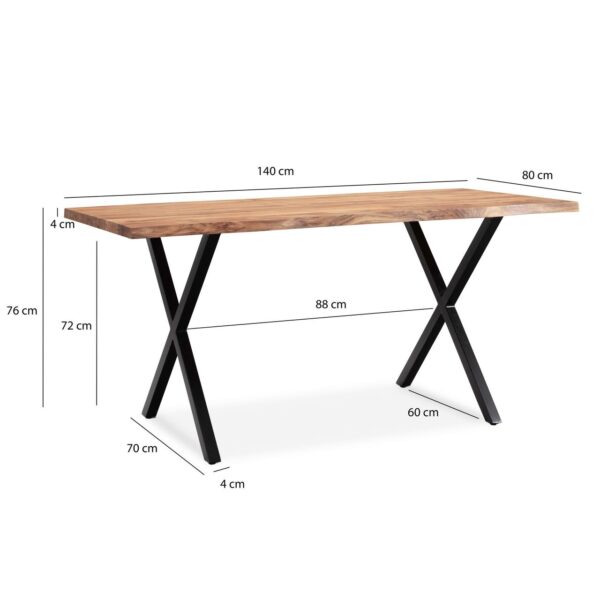 4251757721229-4 Wohnling Esszimmertisch 140 cm Akazie Massivholz Esstisch Küchentisch Baumkante