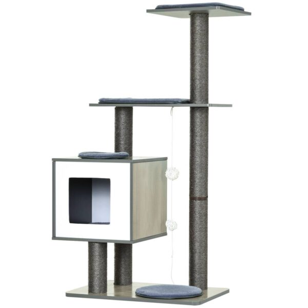 PawHut Katzenkratzbaum grau Holz B/H/L: ca. 40x120x60 cm