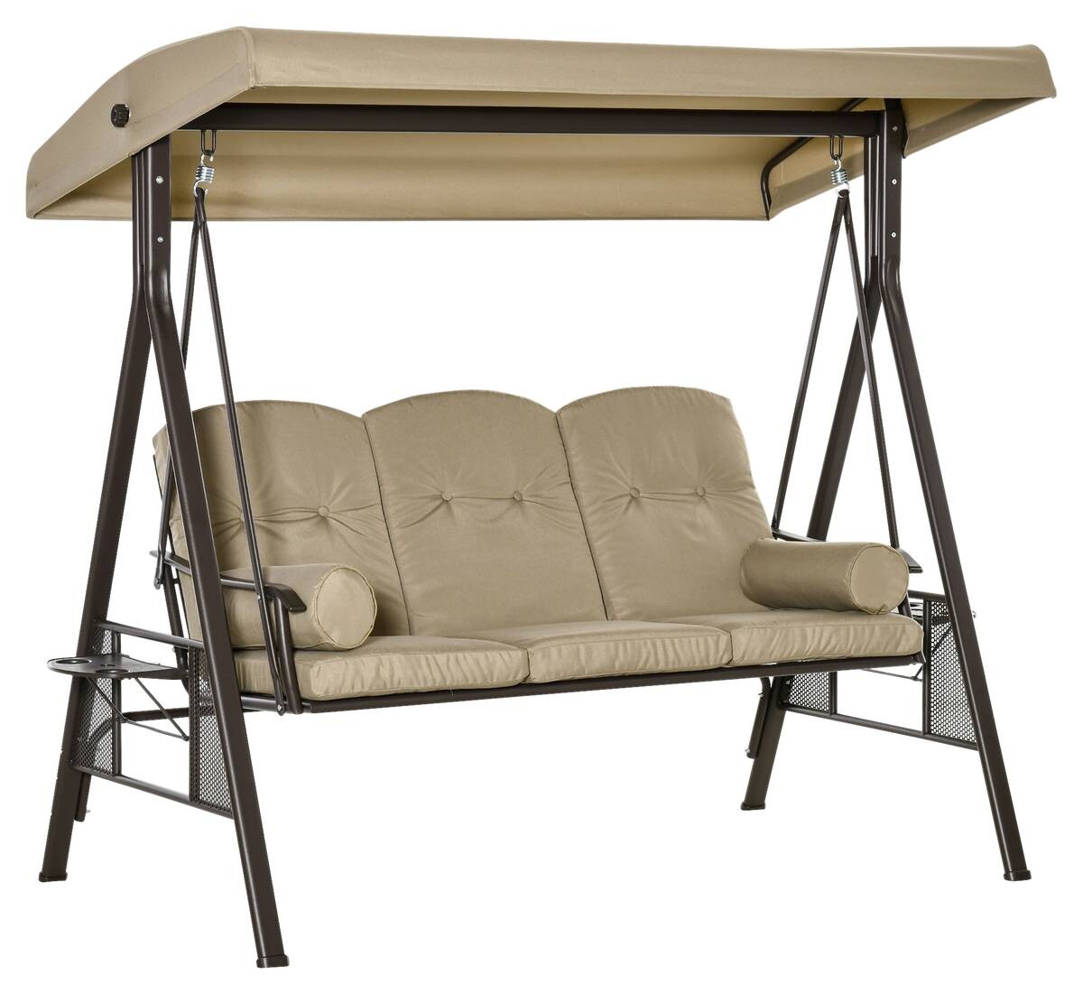 Outsunny Hollywoodschaukel khaki Polyester B/H/L: ca. 206x183x116 cm