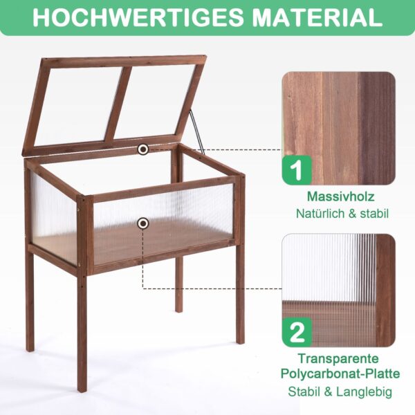 Outsunny Hochbeet aus Holz Frühbeet Gewächstisch Braun Tannenholz PC – Platte 90 x 50 x 93 cm