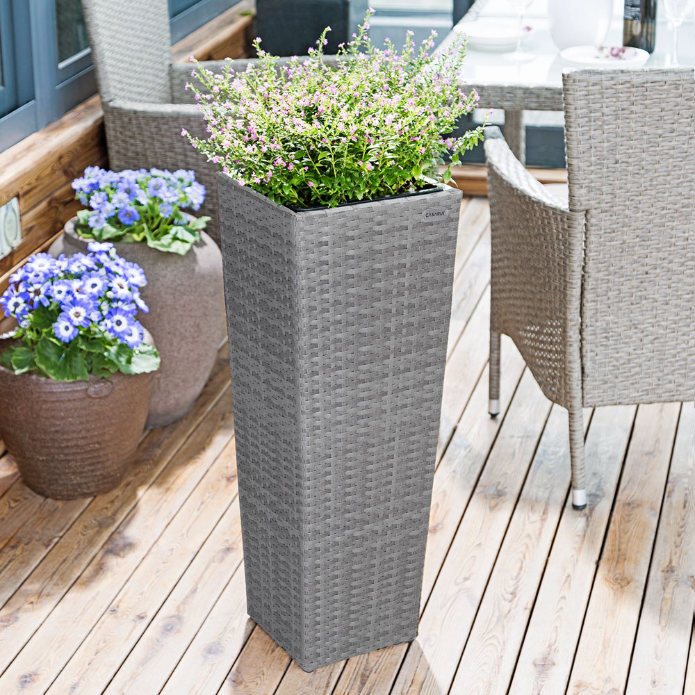 Casaria Blumenkasten Polyrattan 80x30x30cm 61×24, 5×24, 5cm 41x21x21cm 3er Set grau