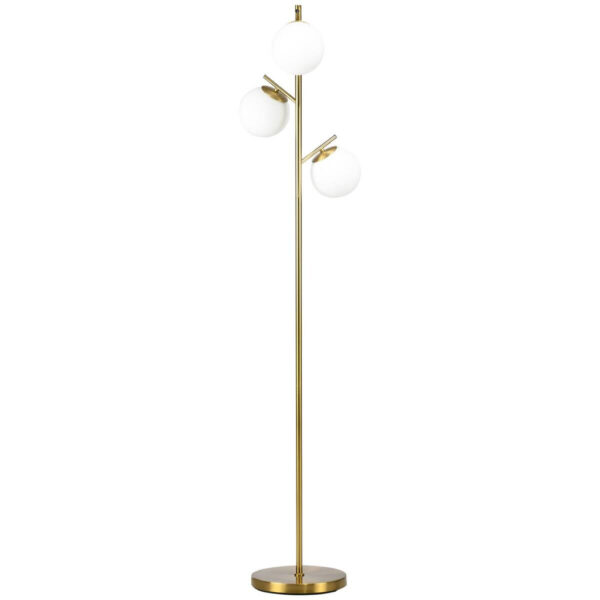 HOMCOM Stehleuchte gold Glas Metall B/H/L: ca. 27x169x27 cm E27 3 Brennstellen