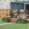 Outsunny Hochbeet 2er – Set, Pflanzkasten, Blumenkasten, rostfrei Pflanzkübel für Terrasse