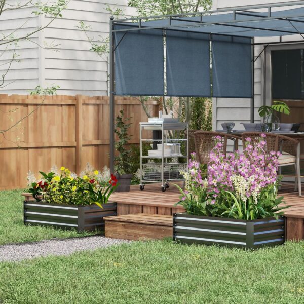 Outsunny Hochbeet 2er – Set, Pflanzkasten, Blumenkasten, rostfrei Pflanzkübel für Terrasse