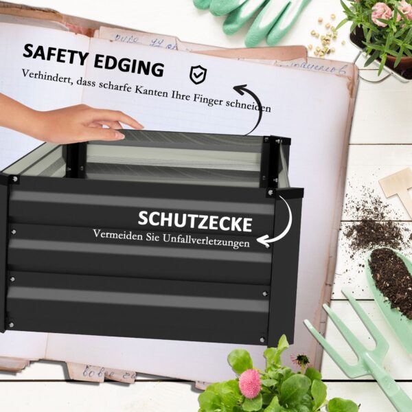 Outsunny Hochbeet 2er – Set, Pflanzkasten, Blumenkasten, rostfrei Pflanzkübel für Terrasse