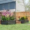 Outsunny Hochbeet 2er – Set, Pflanzkasten, Blumenkasten, rostfrei Pflanzkübel für Terrasse
