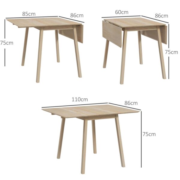HOMCOM Esstisch klappbar, Küchentisch für 2 – 4 Personen, Klapptisch Holz Natur