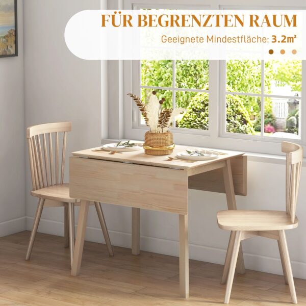 HOMCOM Esstisch klappbar, Küchentisch für 2 – 4 Personen, Klapptisch Holz Natur