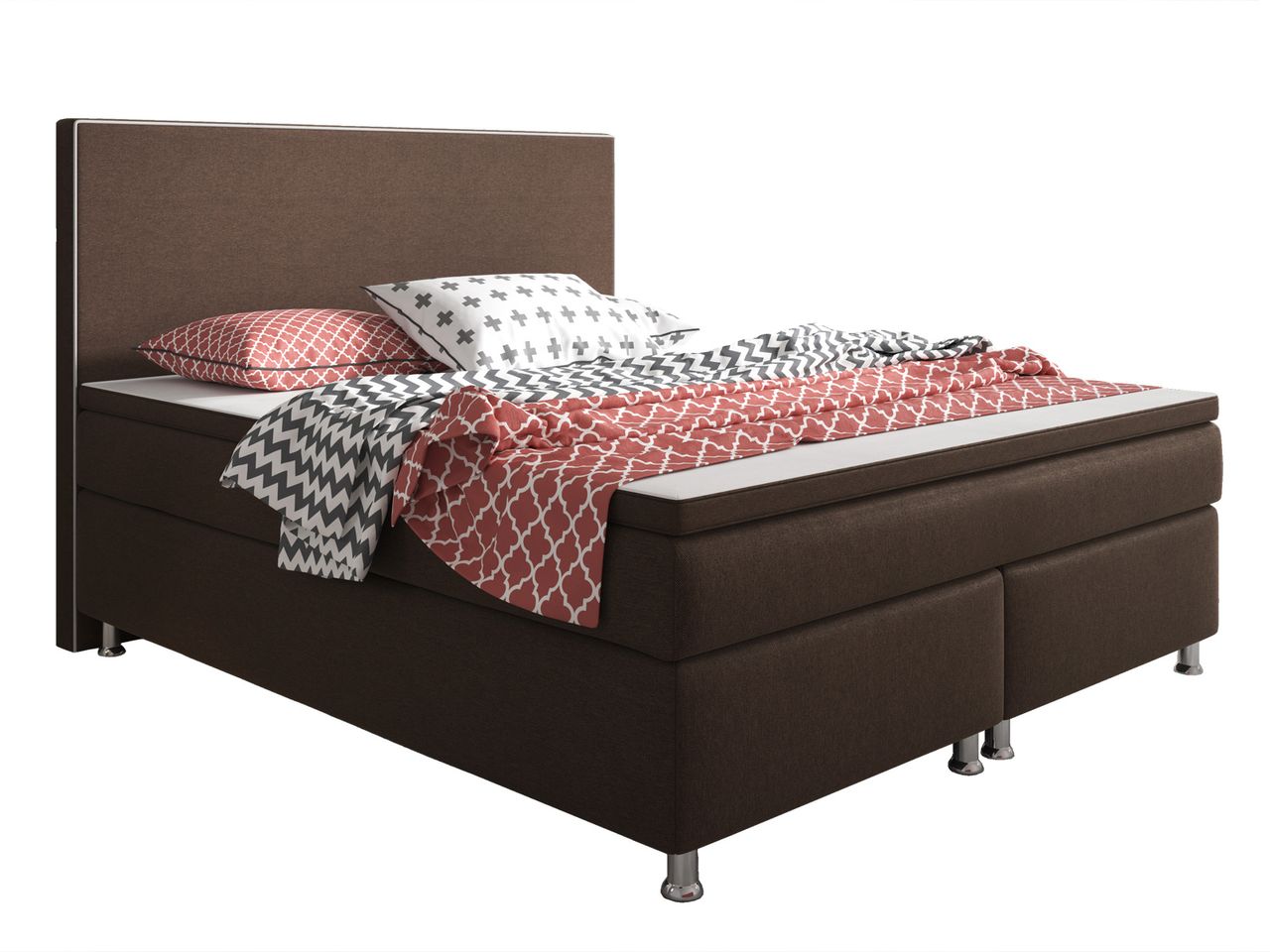 IHG Boxspringbett King Size 180×200 cm Webstoff Braun