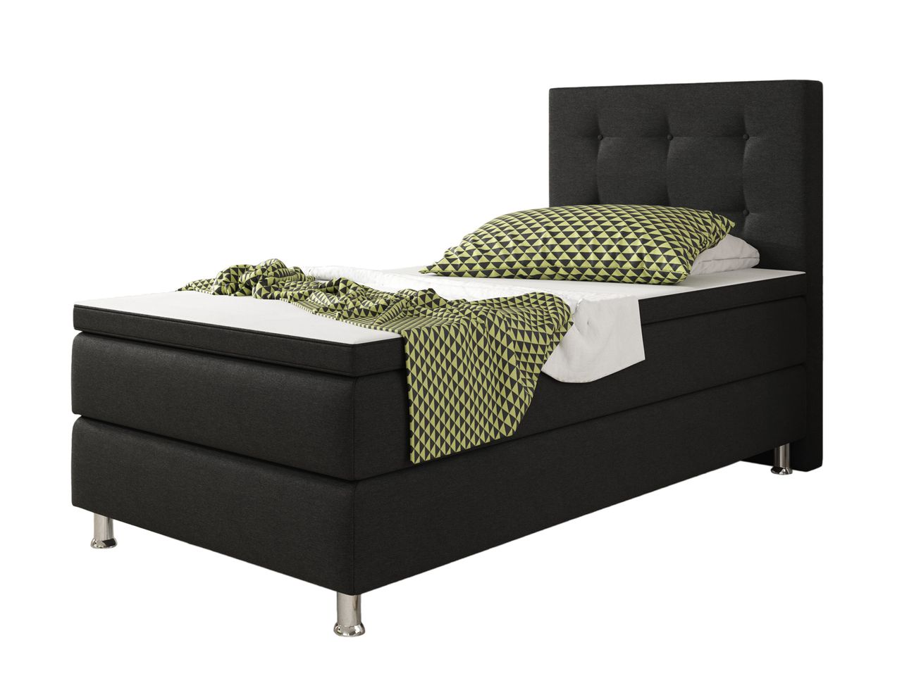 IHG Boxspringbett Köln 90×200 Webstoff Schwarz