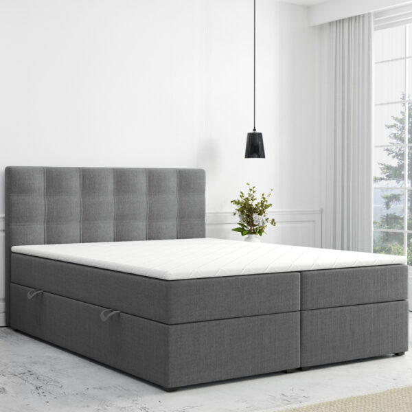 Möbel Punkt Boxspringbett ROM mit Bettkasten 160 x 200 cm Webstoff Anthrazit Bett Bettkasten