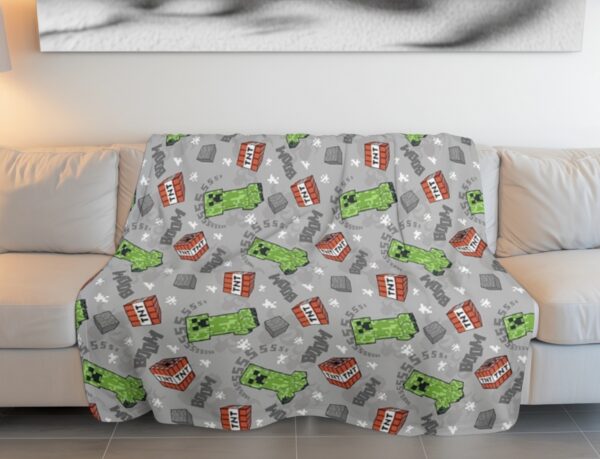 COFI 1453 Minecraft Flanell Kuscheldecke – 180x200 cm Wohndecke