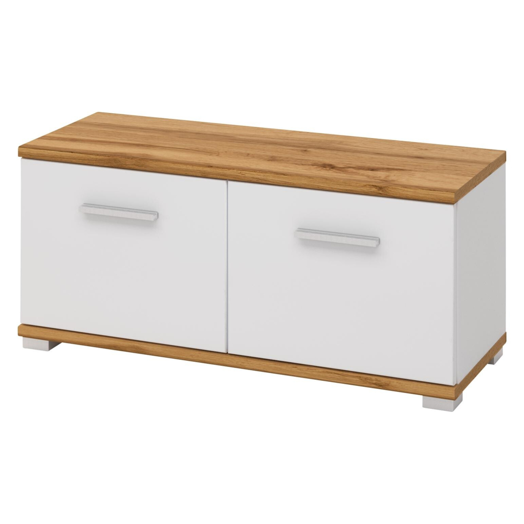 Sitzbank Hola Eiche Wotan Nachbildung weiß Hochglanz B/H/T: ca. 90x40x34 cm